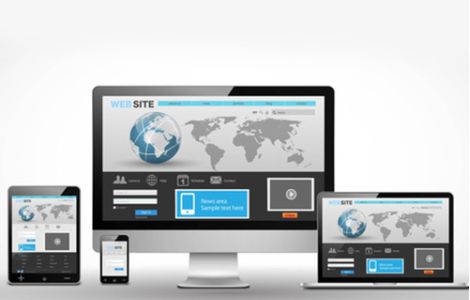 Sviluppo di siti web e marketing digitale per aziende negli USA - L'immagine mostra un sito web responsive visualizzato su diversi dispositivi: desktop, laptop, tablet e smartphone, evidenziando l'importanza di una presenza online ottimizzata. Us Company Advisor aiuta le imprese italiane a creare siti web professionali e strategie di digital marketing per espandersi con successo nel mercato statunitense.